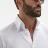 White chambray button down shirt - Made in Italy