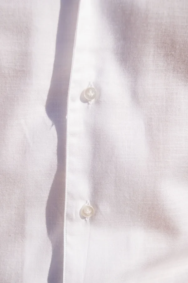 White chambray cotton shirt - Made in Italy