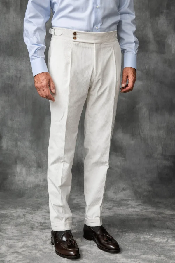 White corduroy trousers "Soragna Capsule Collection" - Made in Italy