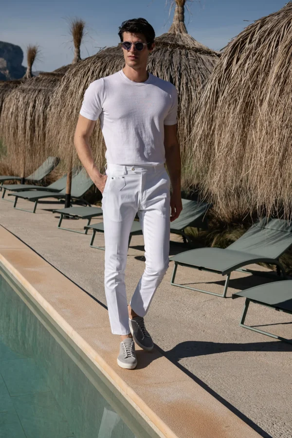 White cotton Sirmione trousers - Made in Italy