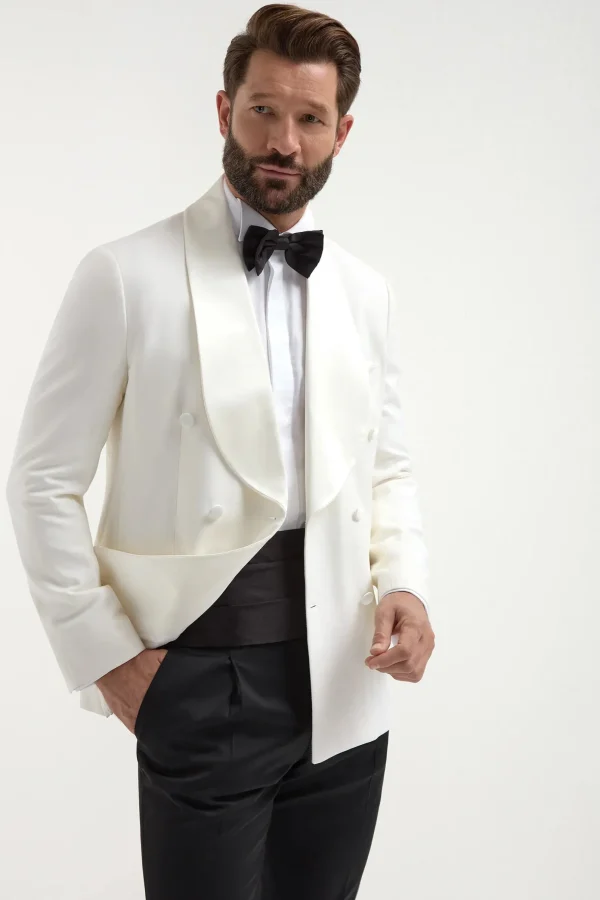 White double breasted tuxedo jacket - Made in Italy
