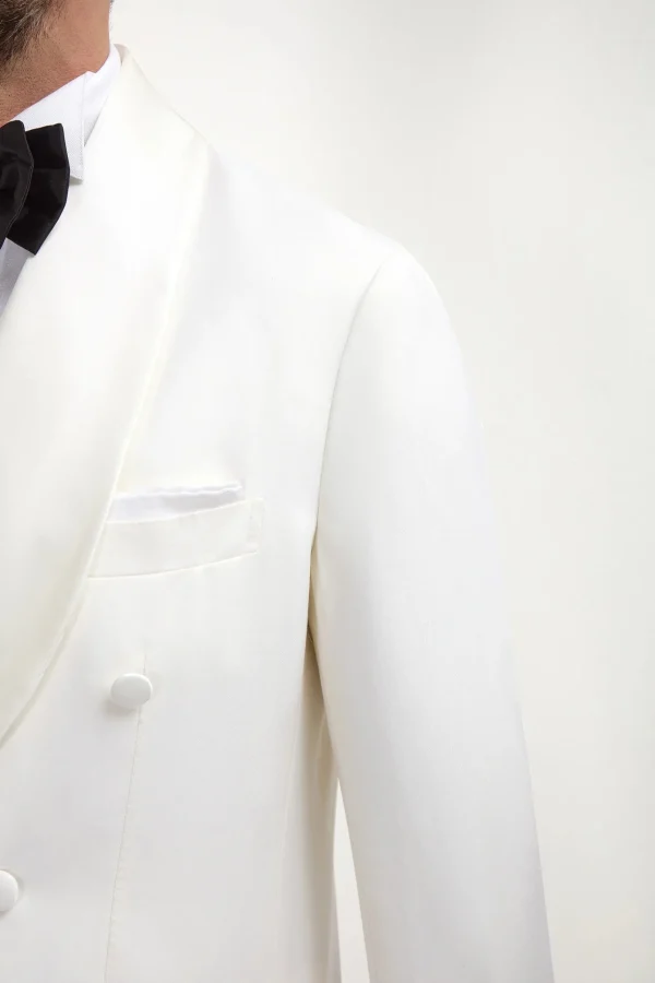 White double breasted tuxedo jacket - Made in Italy