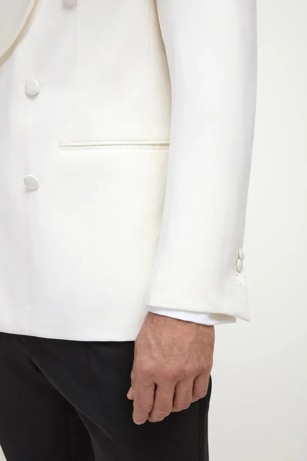 White double breasted tuxedo jacket - Made in Italy