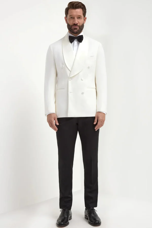 White double breasted tuxedo jacket - Made in Italy