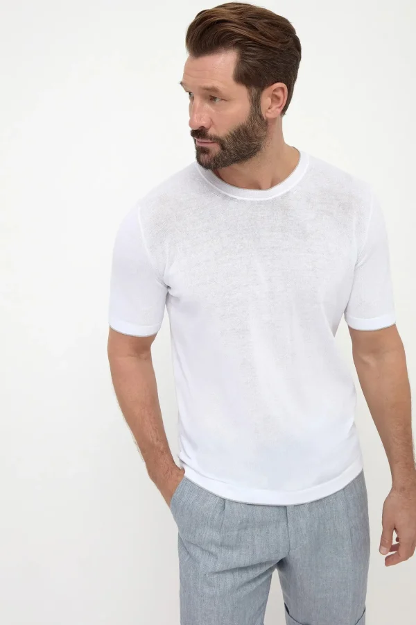 White knitted t-shirt - Made in Italy