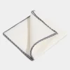 White linen pocket square with grey and beige edges - Made in Italy