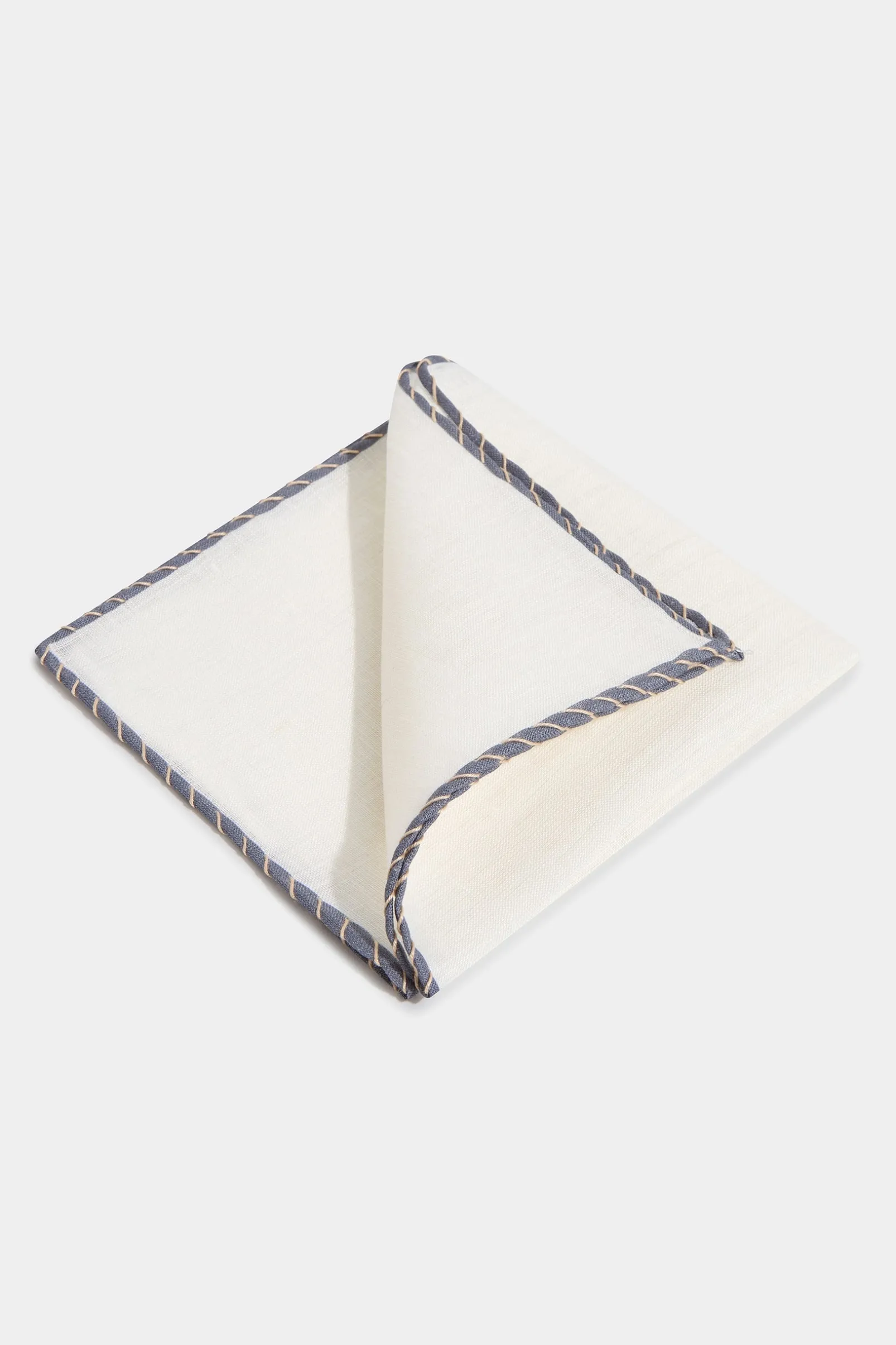 white_linen_pocket_square_0-1.webp White linen pocket square with grey and beige edges - Made in Italy