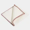 White linen pocket square with beige and red edges - Made in Italy