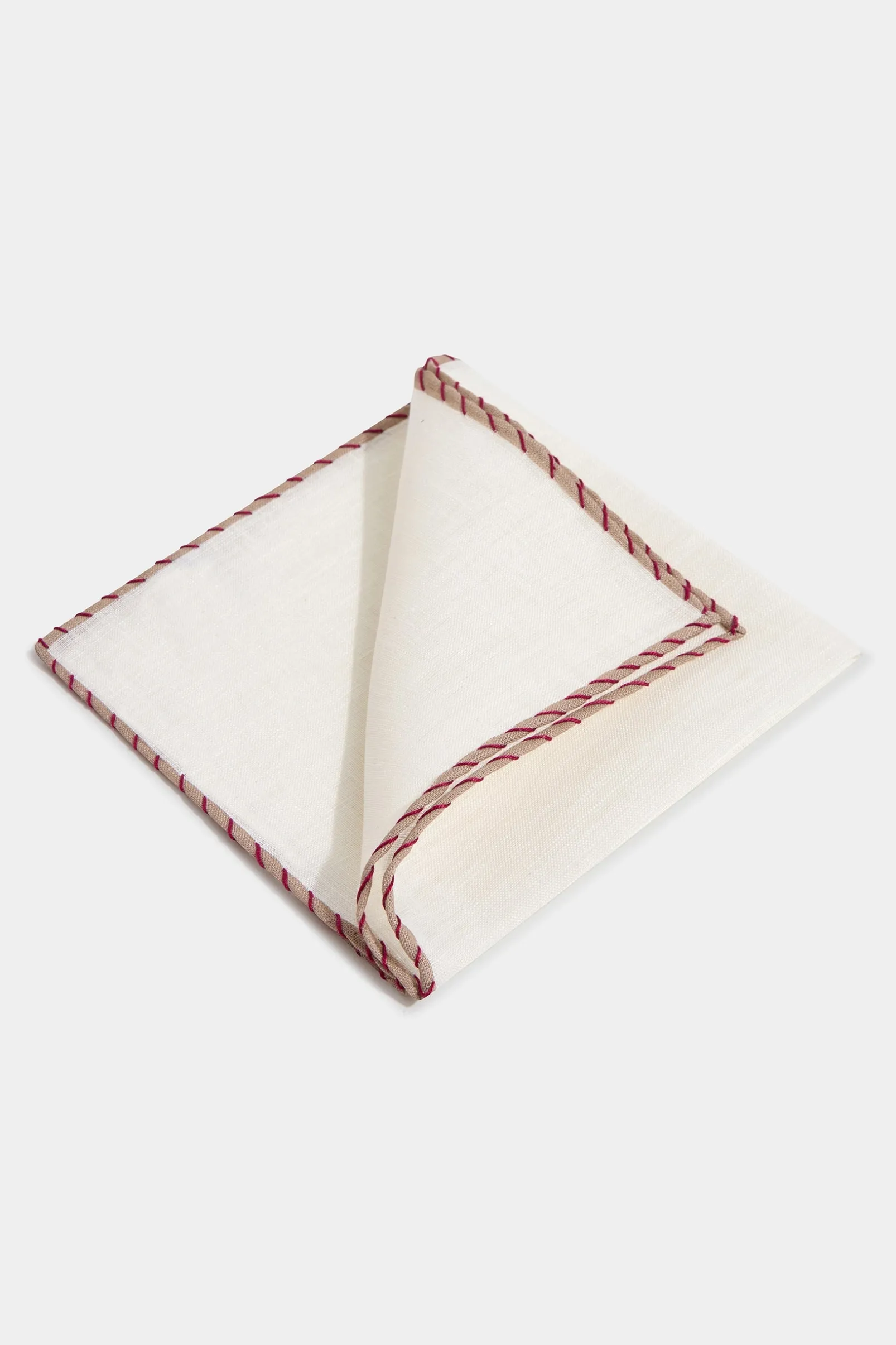 white_linen_pocket_square_0-5.webp White linen pocket square with beige and red edges - Made in Italy
