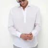 White linen popover shirt - Made in Italy
