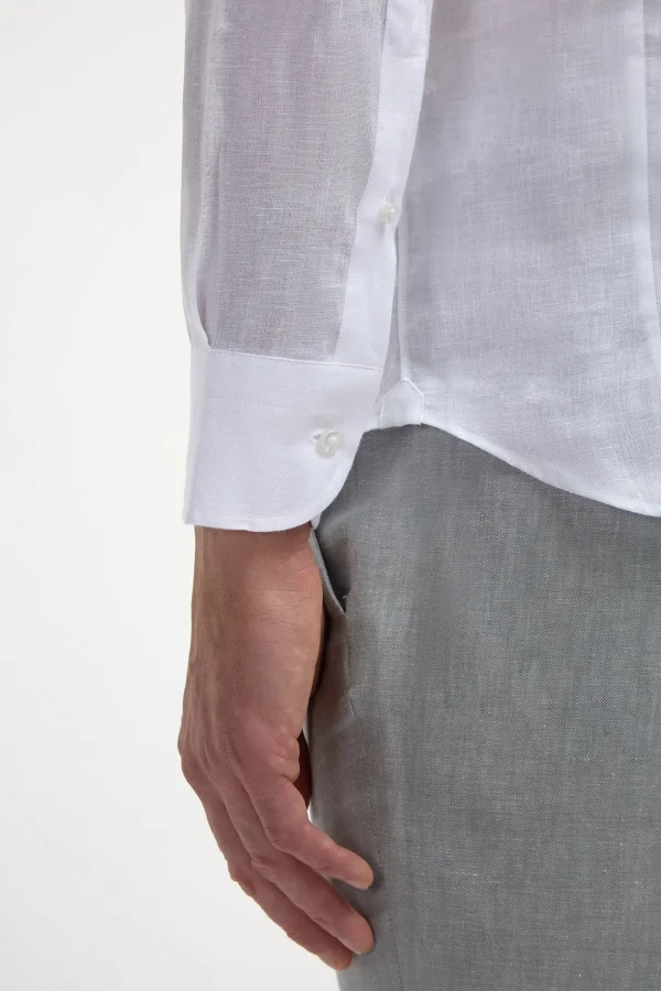 White linen popover shirt - Made in Italy