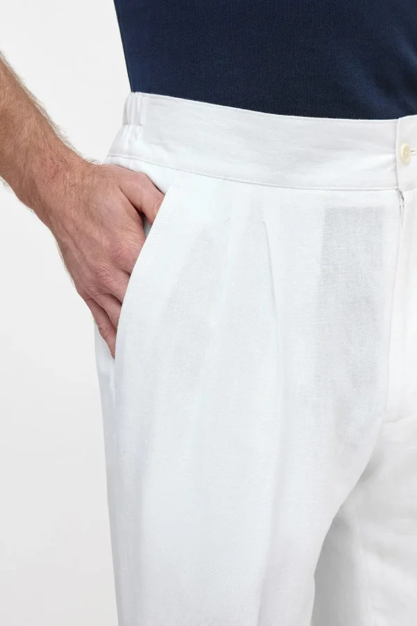 White linen relaxed shorts - Made in Italy