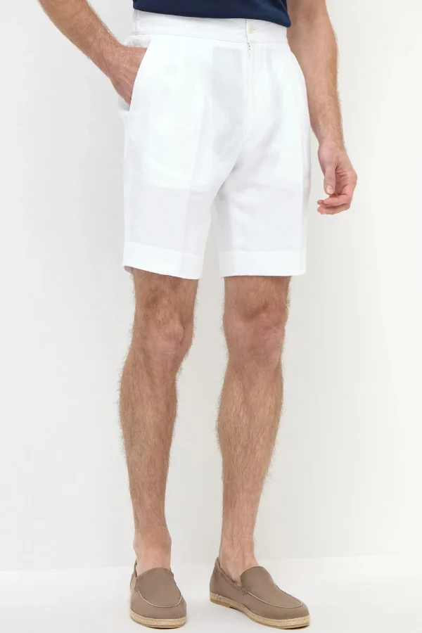 White linen relaxed shorts - Made in Italy