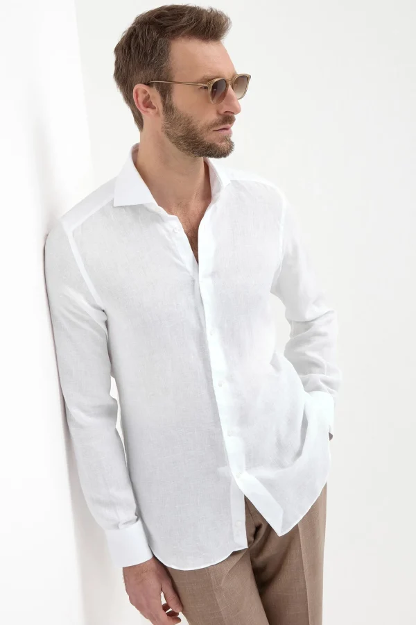 White linen shirt - Made in Italy
