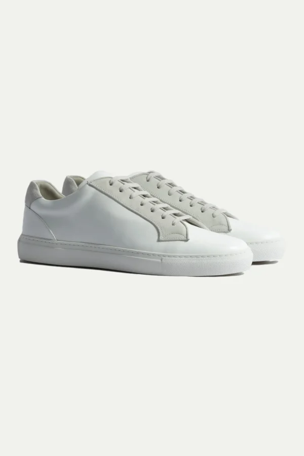 White sneakers with grey suede detail - Made In Italy