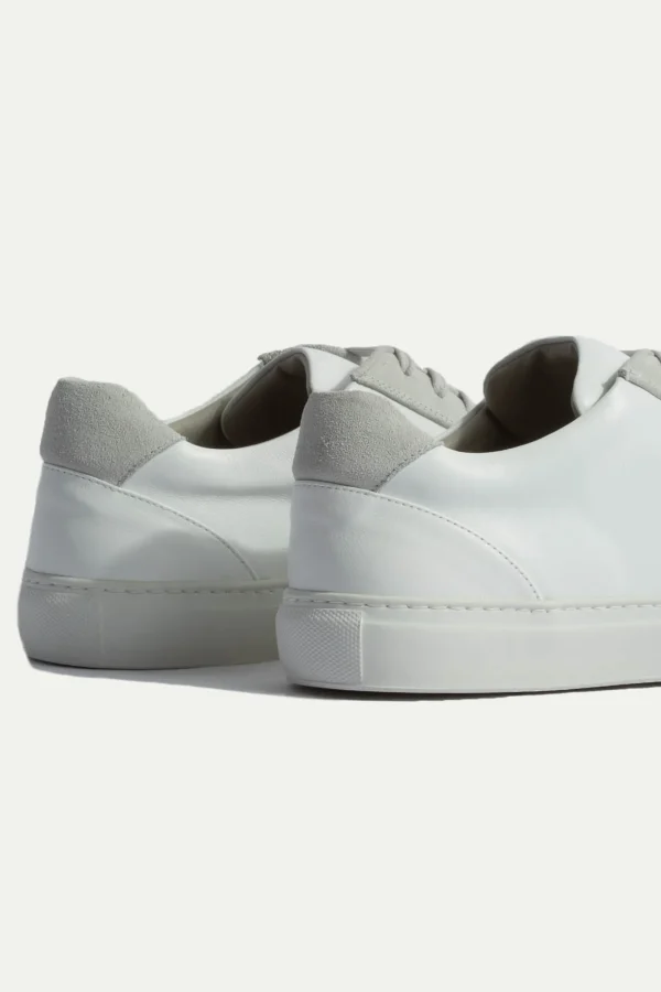 White sneakers with grey suede detail - Made In Italy