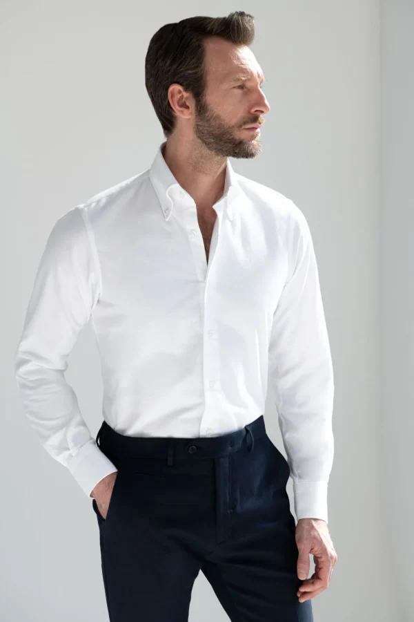 White soft oxford button down shirt - Made In Italy