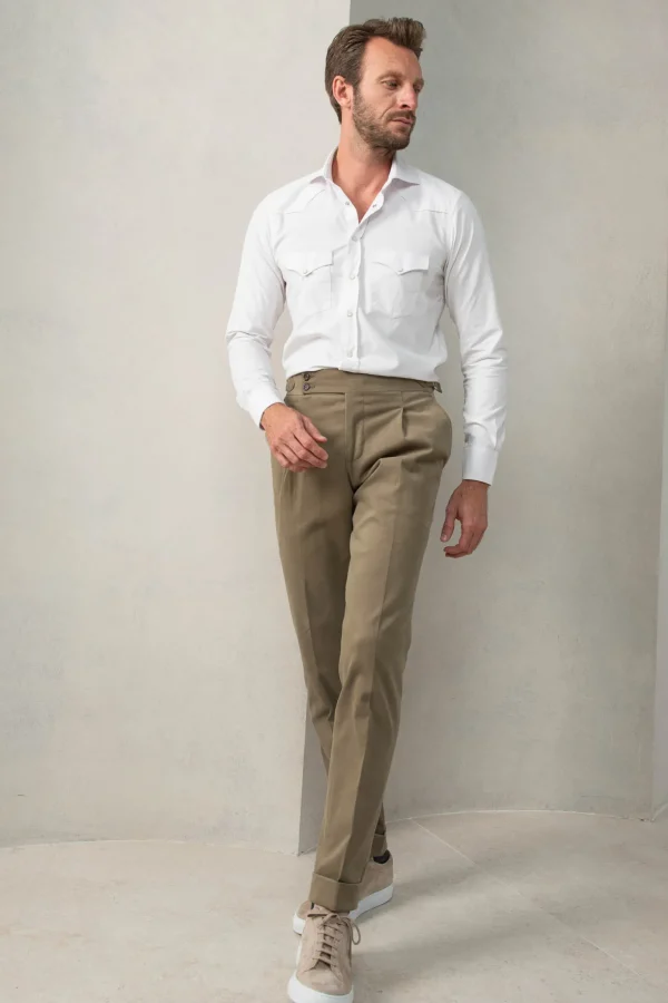 White velvet effect western shirt - Made in Italy