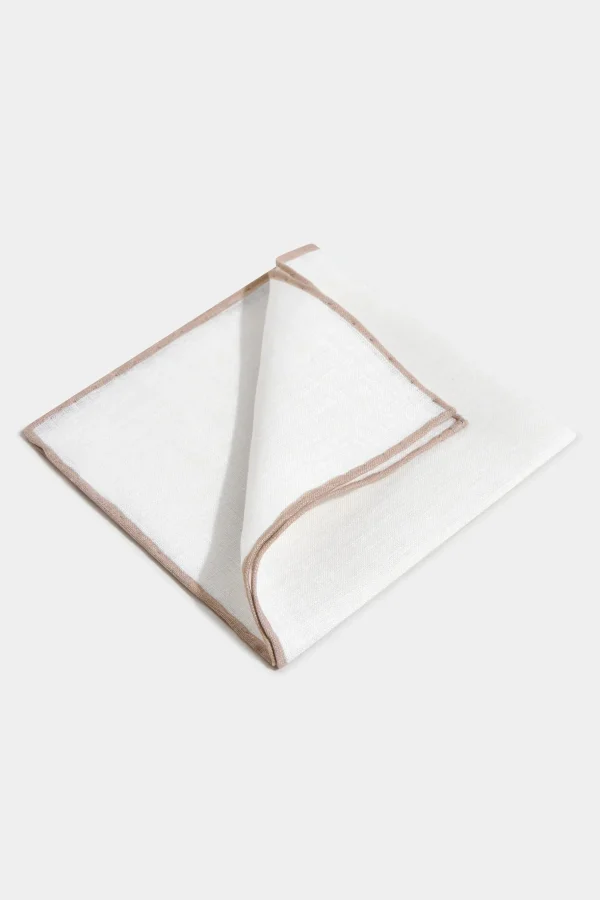 White/Beige linen pocket square - Made in Italy