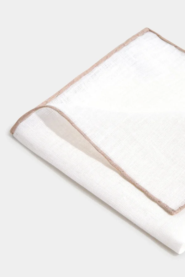 White/Beige linen pocket square - Made in Italy