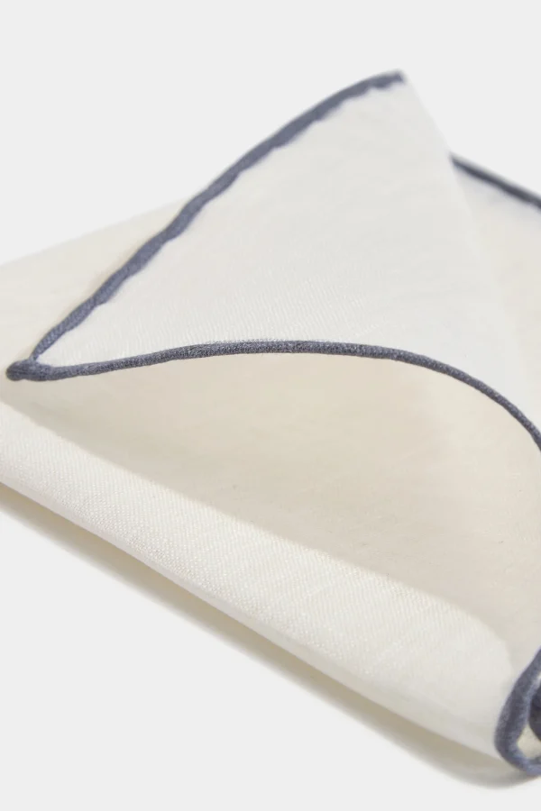 White/Grey linen pocket square - Made in Italy