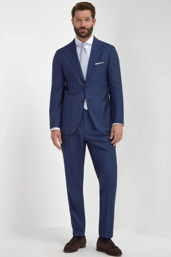 Blue pinstripe wool suit - Made in Italy
