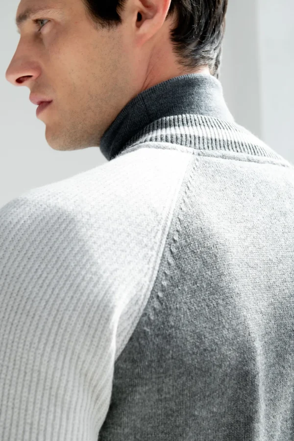 Grey knitted college bomber - Made in Italy