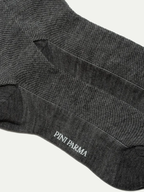 Grey micro fancy short socks - Made in Italy
