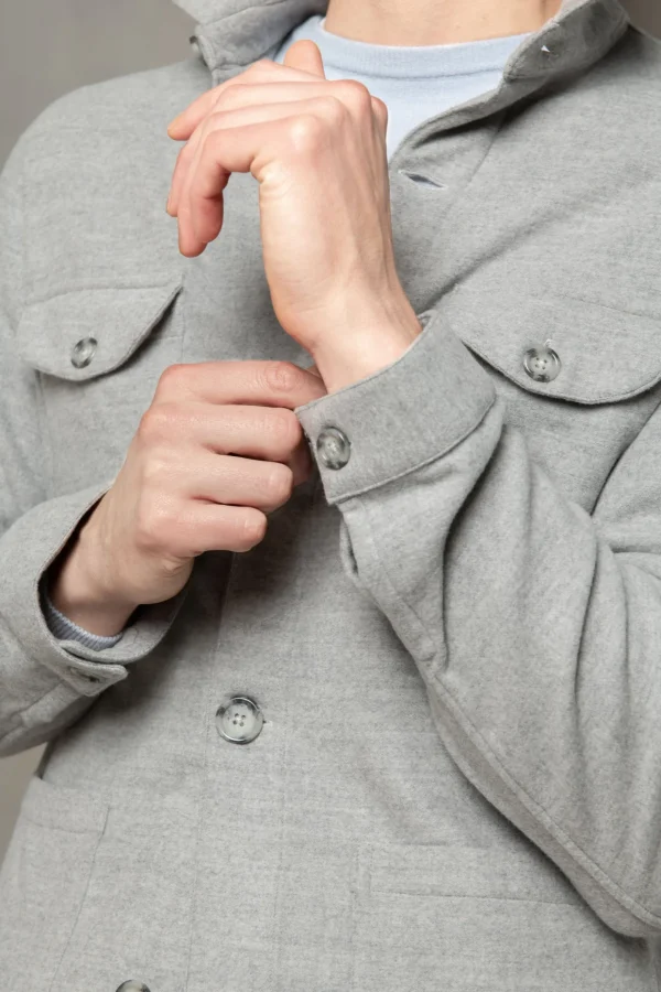 Light grey Safari Jacket flannel Super 180'S – Made in Italy
