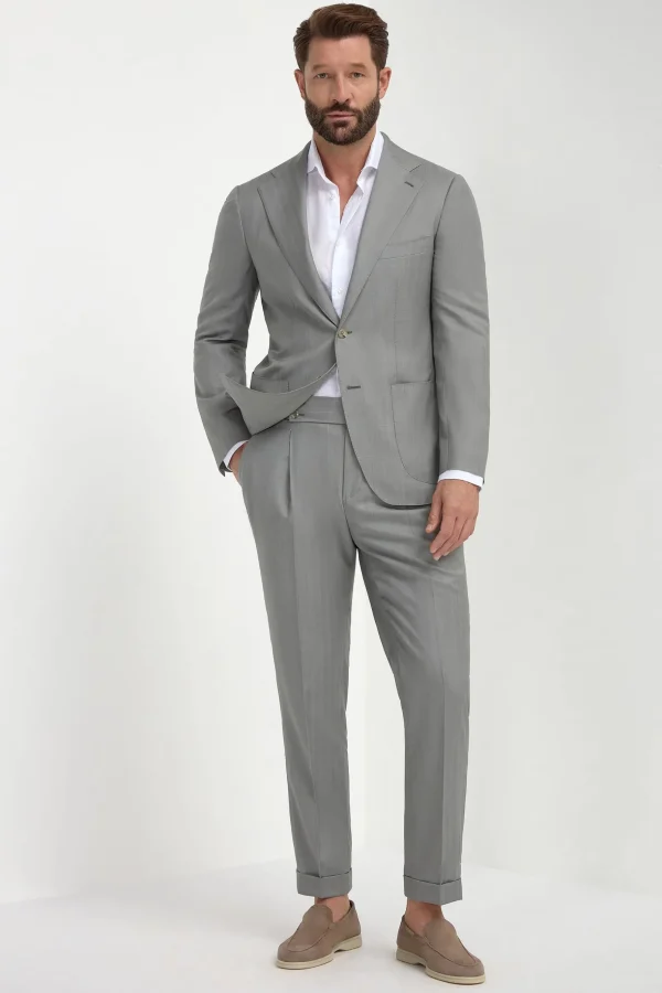 Sage solaro wool and silk suit - Made in Italy