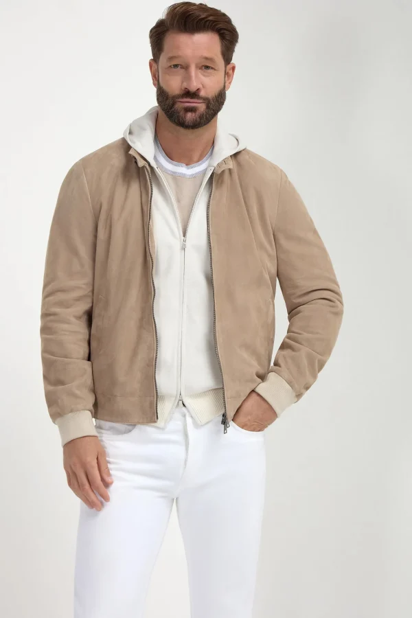 Sand suede jacket – Made in Italy